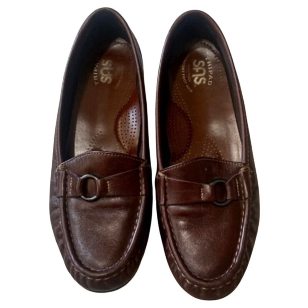 SAS Women's Size 8.5 M Brown Leather Trimax Tripad Comfort Loafers Driving Shoes